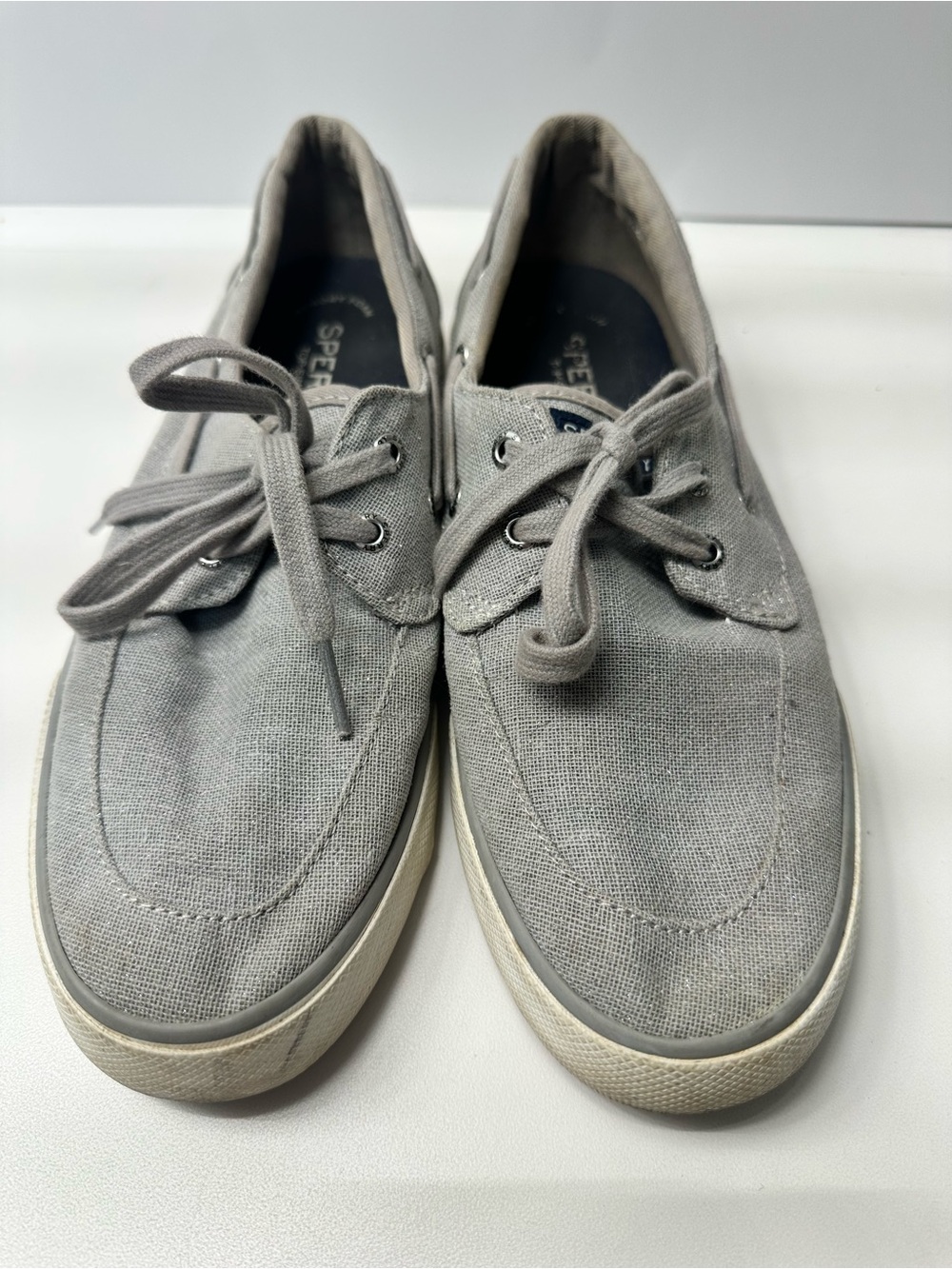 Sperry Women's Light Gray Canvas Slip-On Boat Shoes Size 8.5